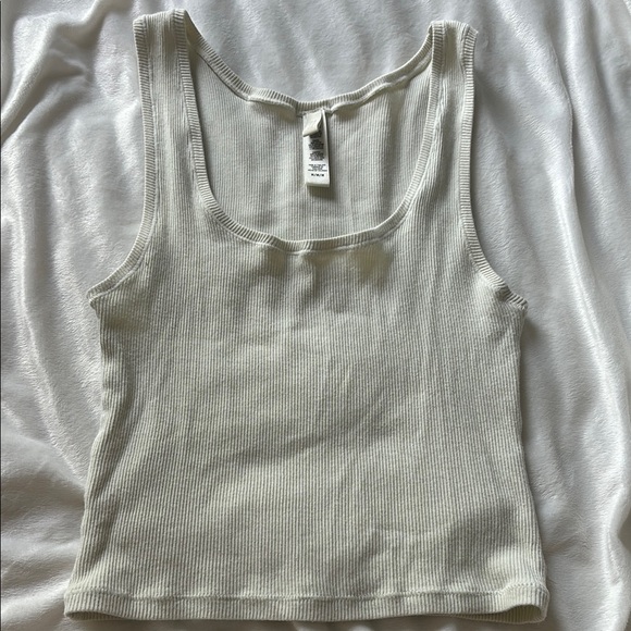 Skims White Ribbed Tank Top - Picture 1 of 3